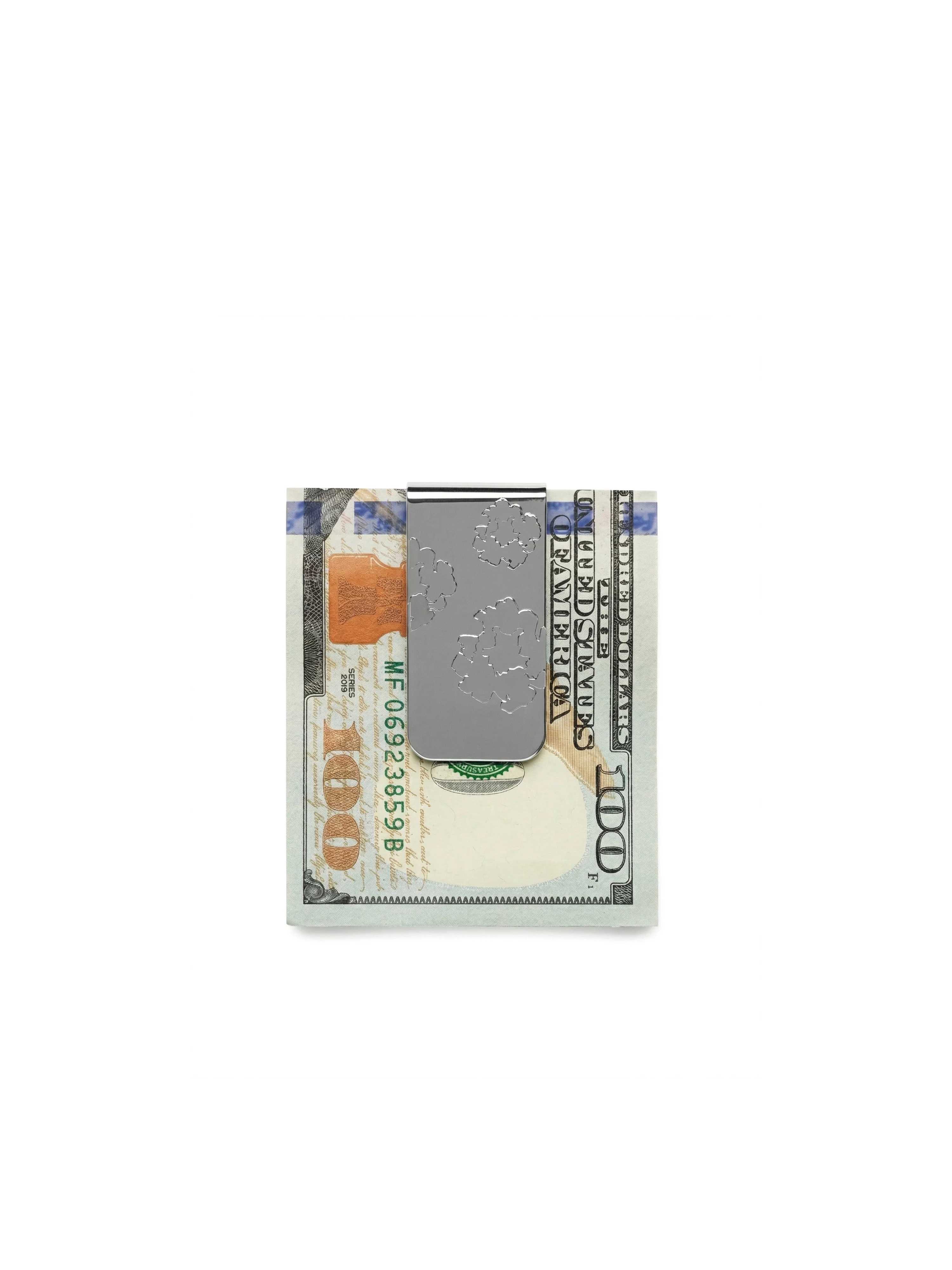 Cotton Wreath Money Clip Silver