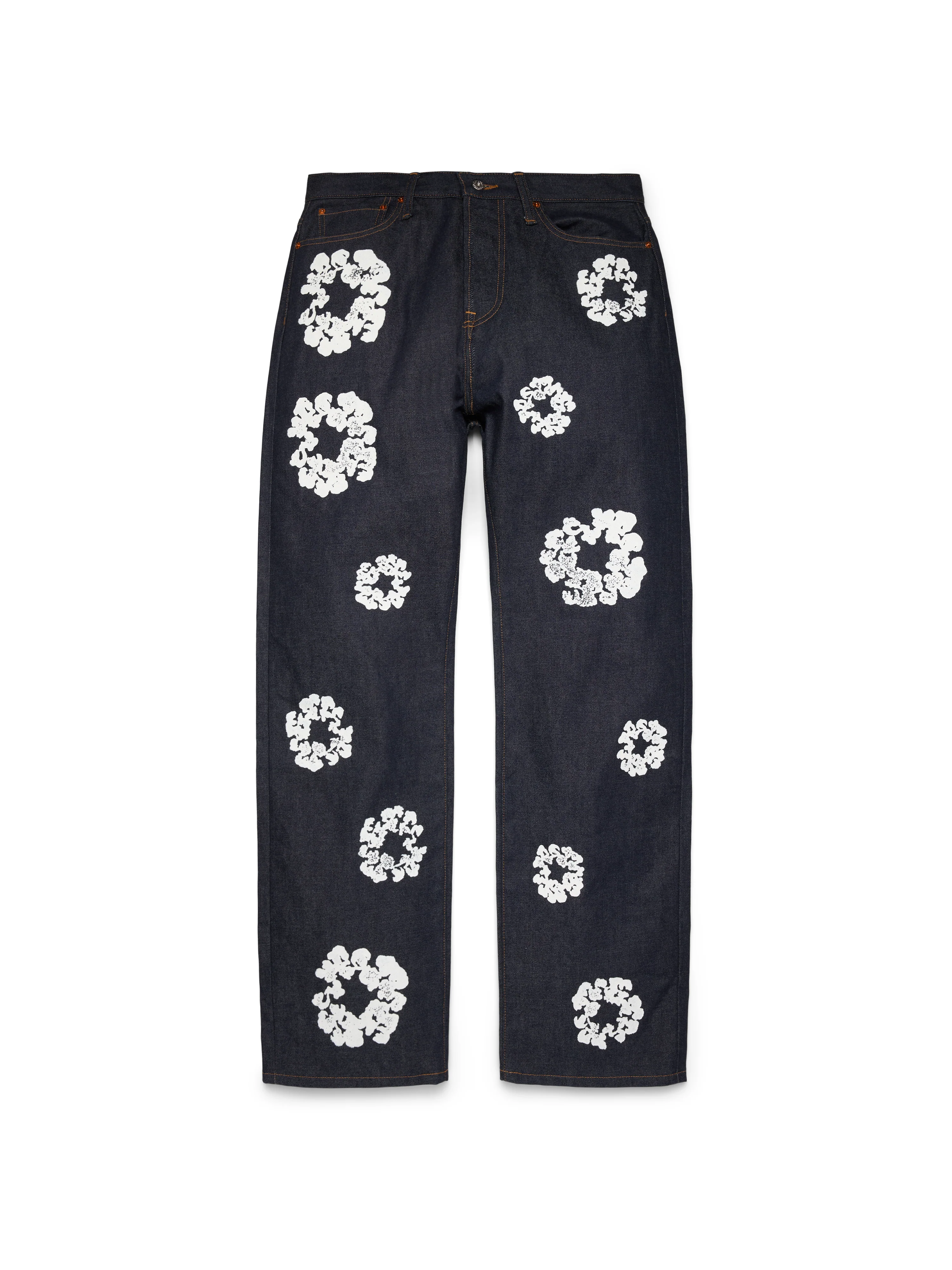 Baggy Cotton Wreath Denim Pant Selvedge