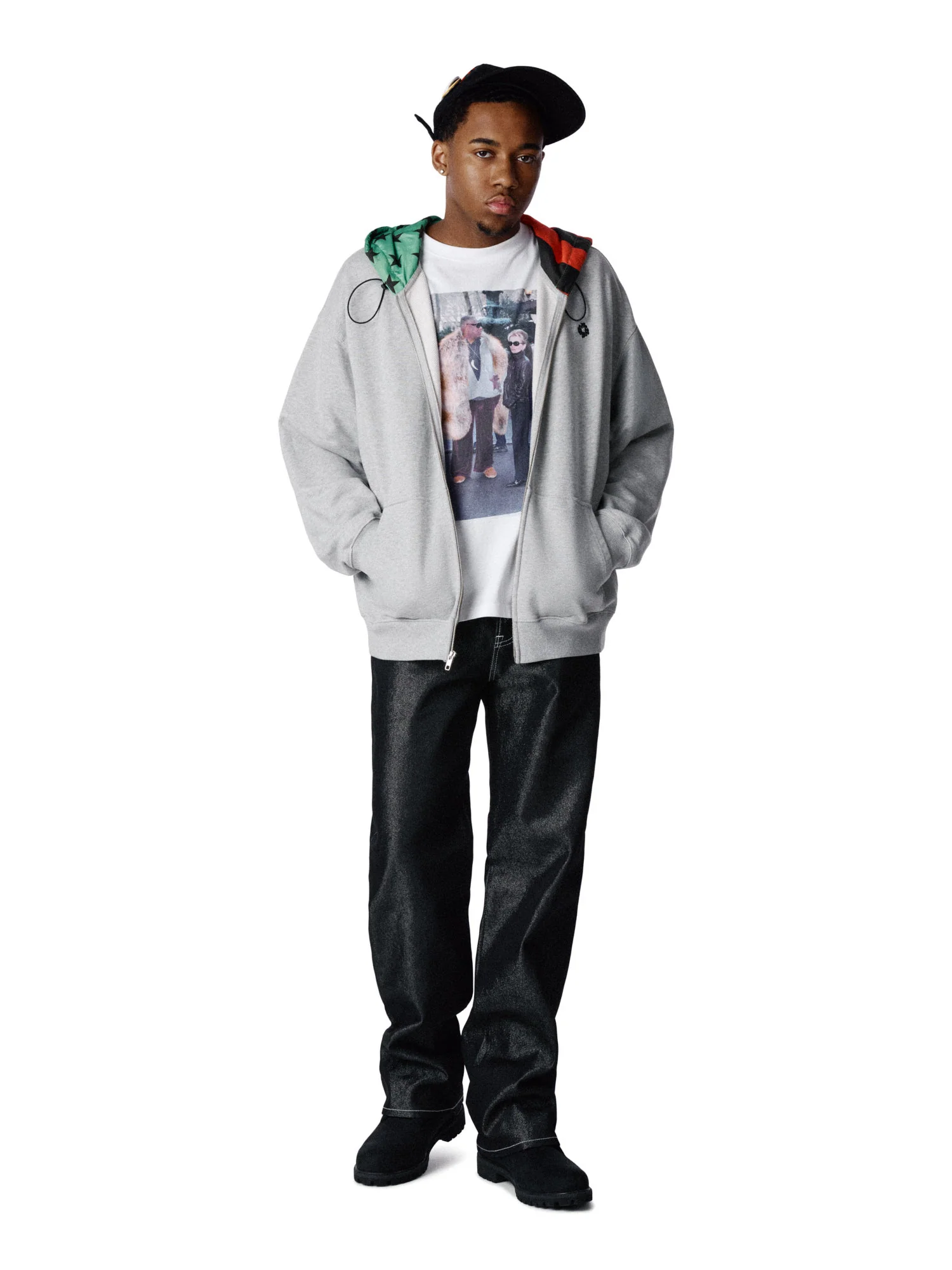 Pan African Peace Wreath Zip Up Hoodie Grey