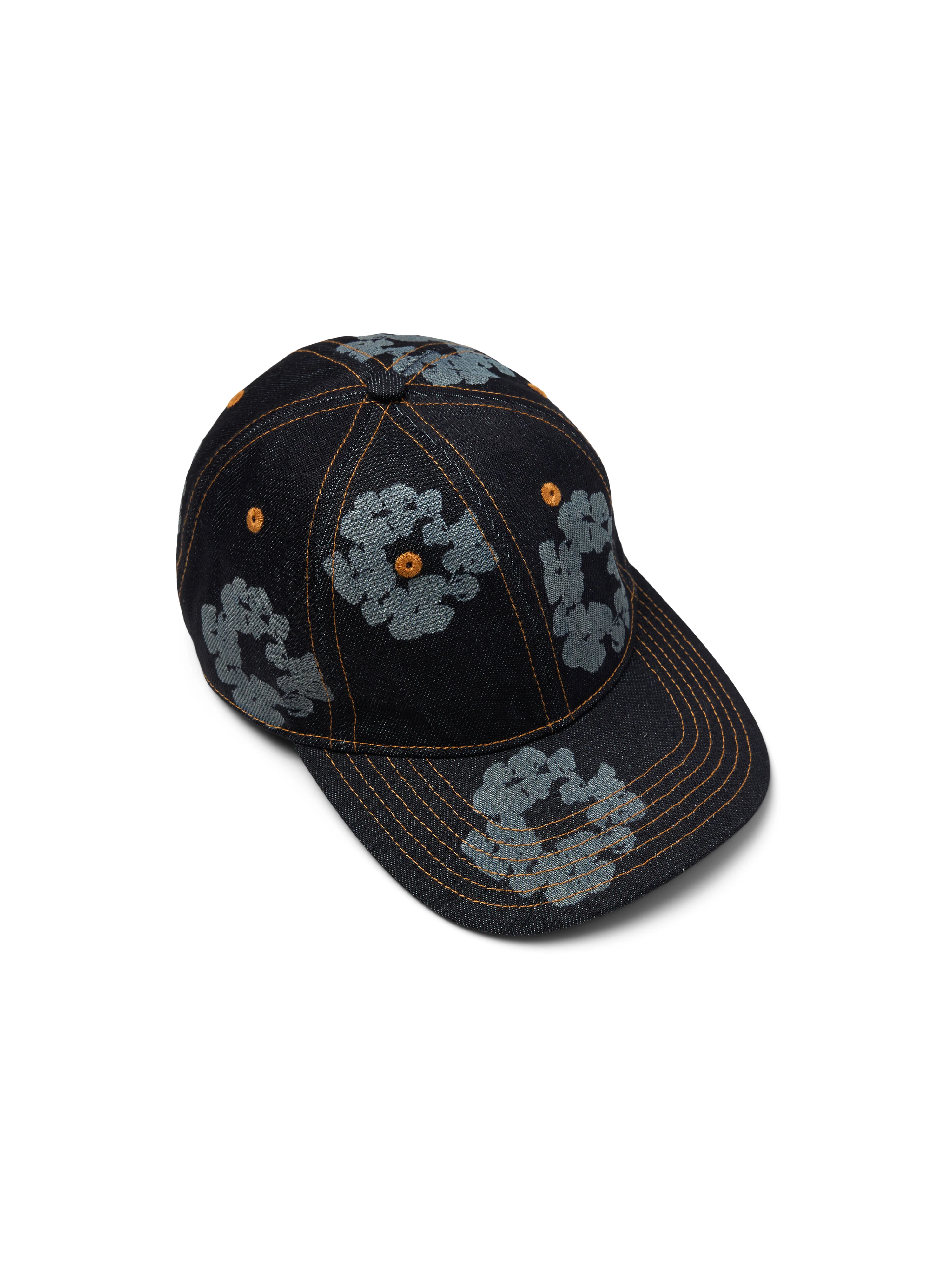 Mono Cotton Wreath Raw Denim Cap Washed Indigo