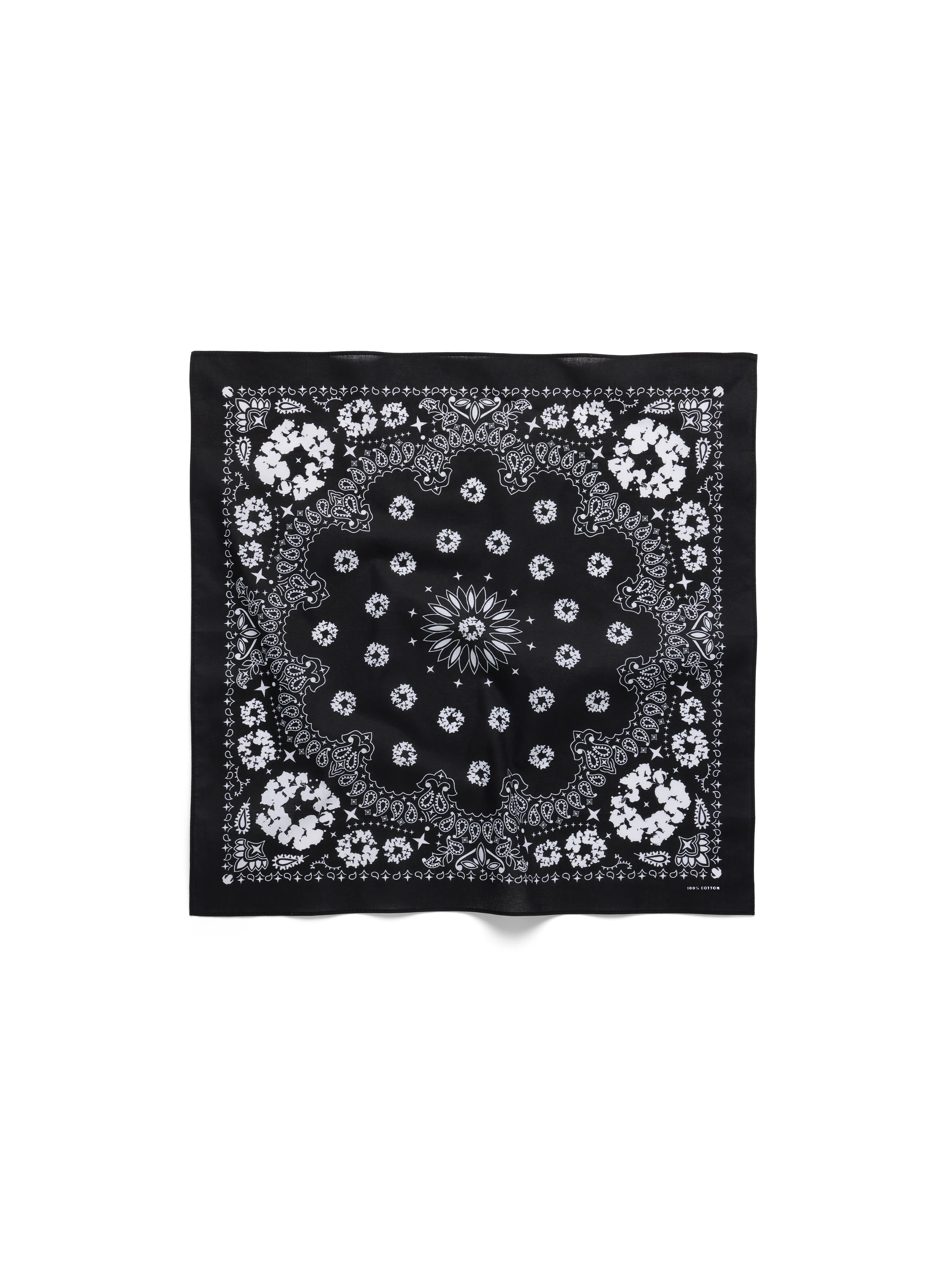 Cotton Wreath Paisley Bandana Black