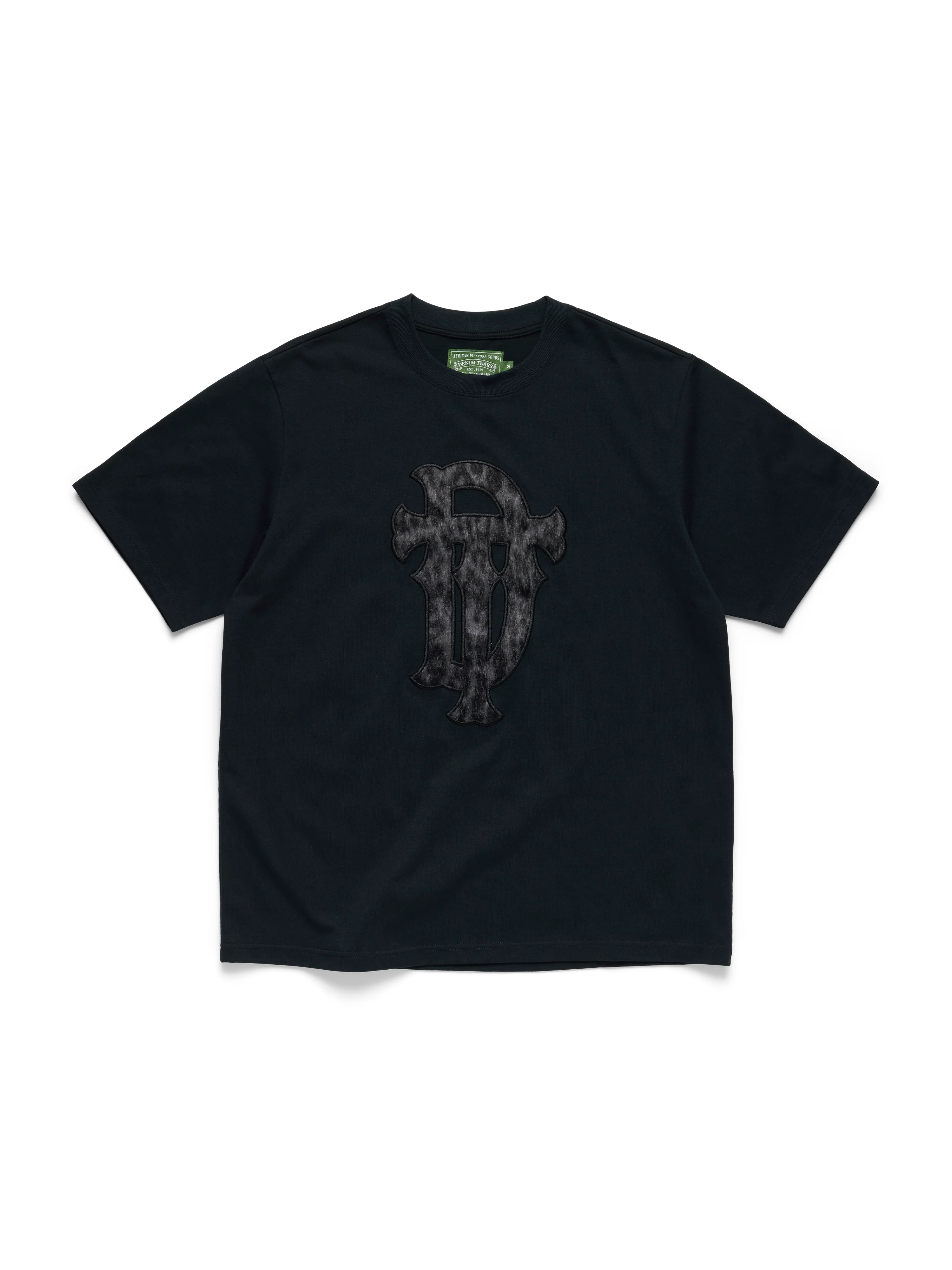 Faux Fur Leopard Tee Black