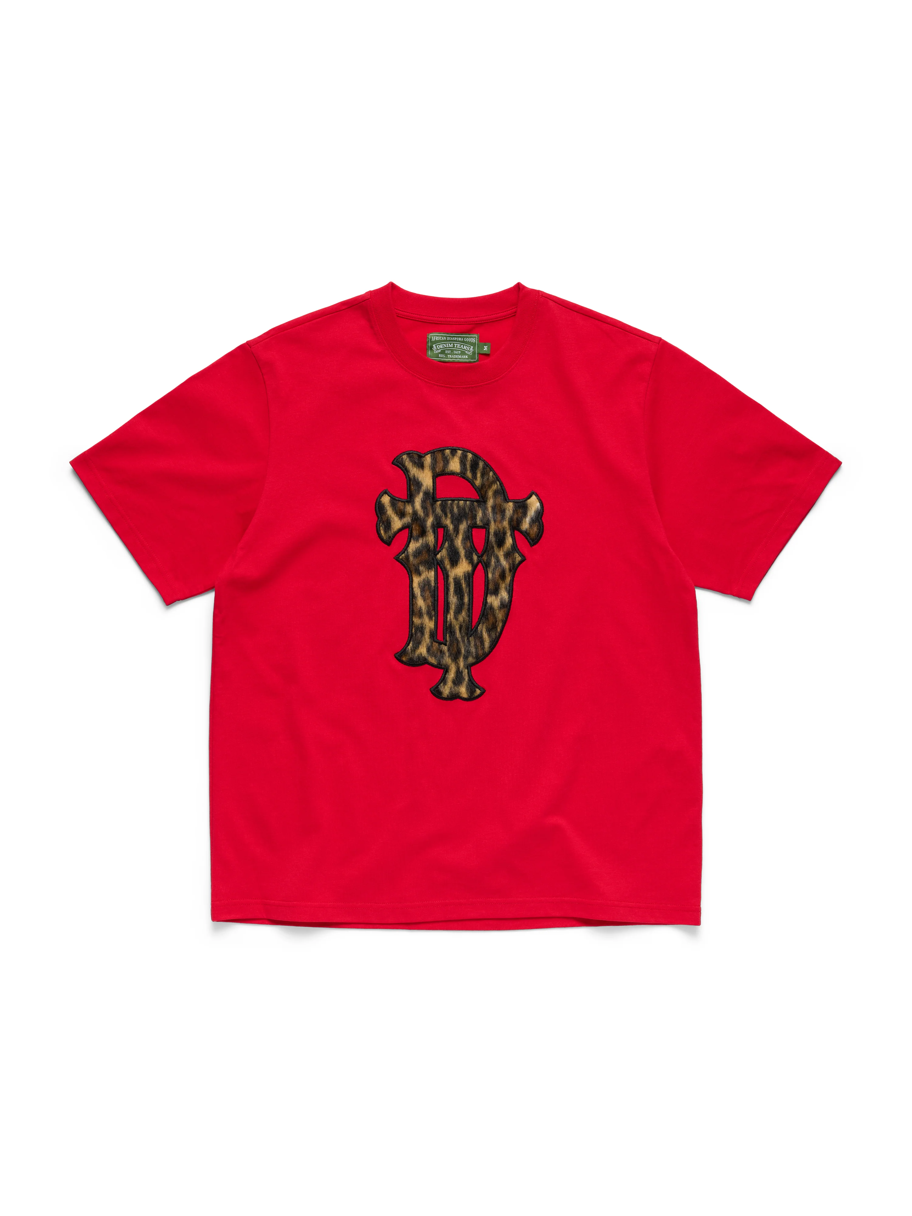 Faux Fur Leopard Tee Red
